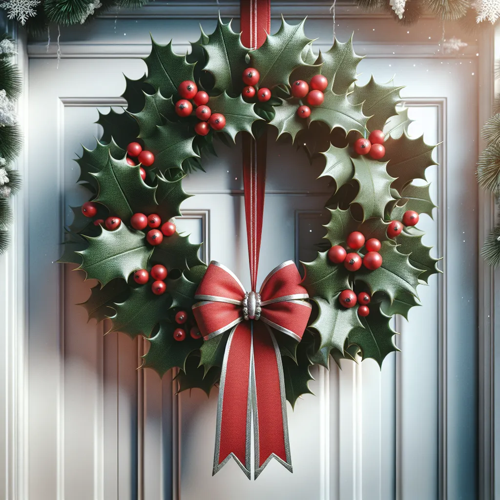 Imagen de un hermoso acebo decorando un hogar, simbolizando la Navidad y la tradición festiva.
