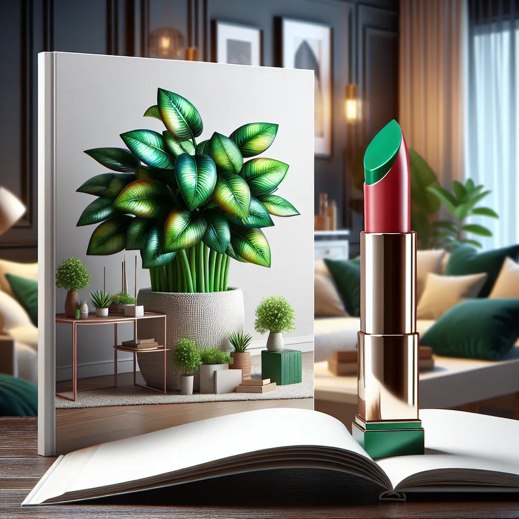 Imagen de una planta pintalabios con hojas brillantes y colores vivos en una casa decorada con estilo moderno