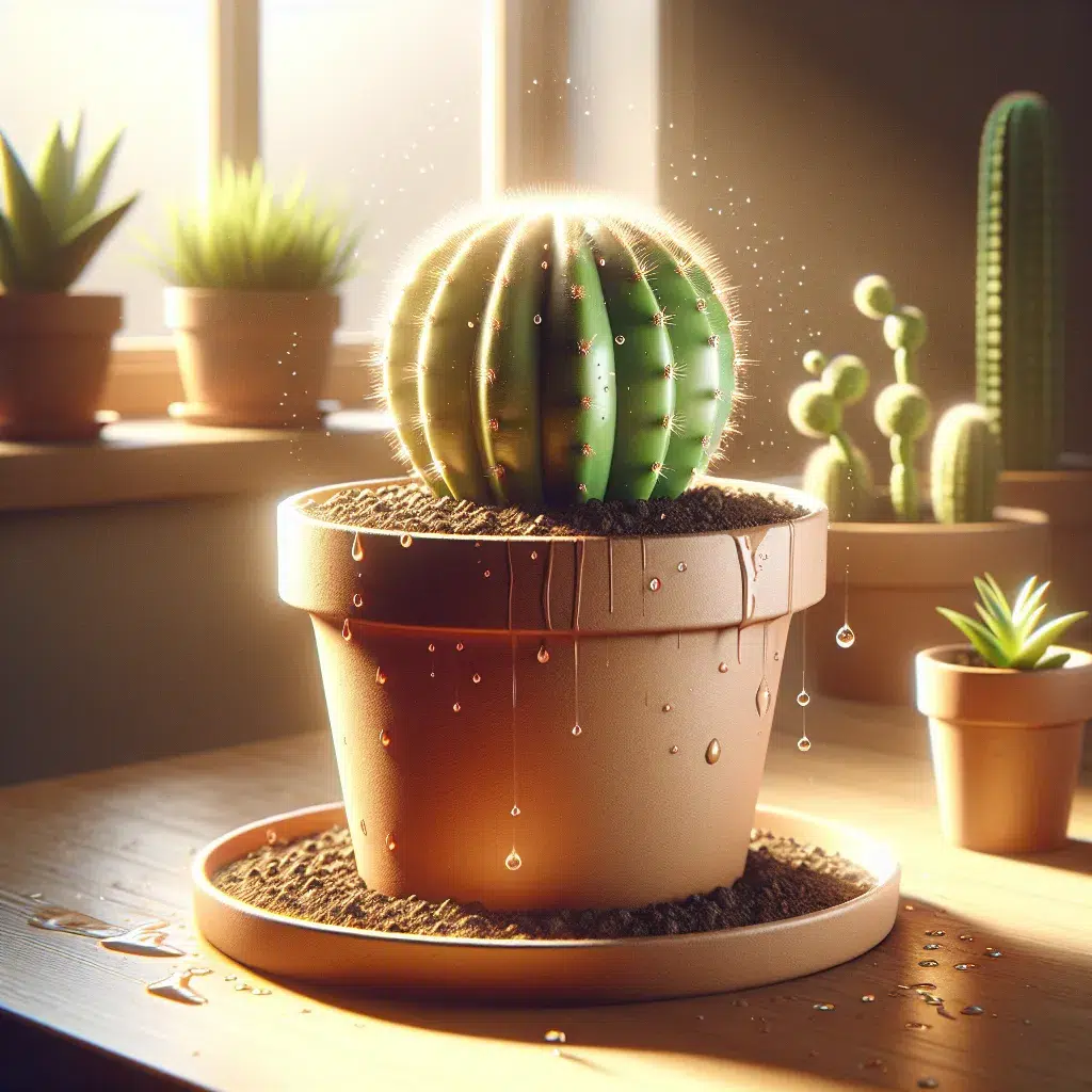 Imagen de un cactus saludable en una maceta
