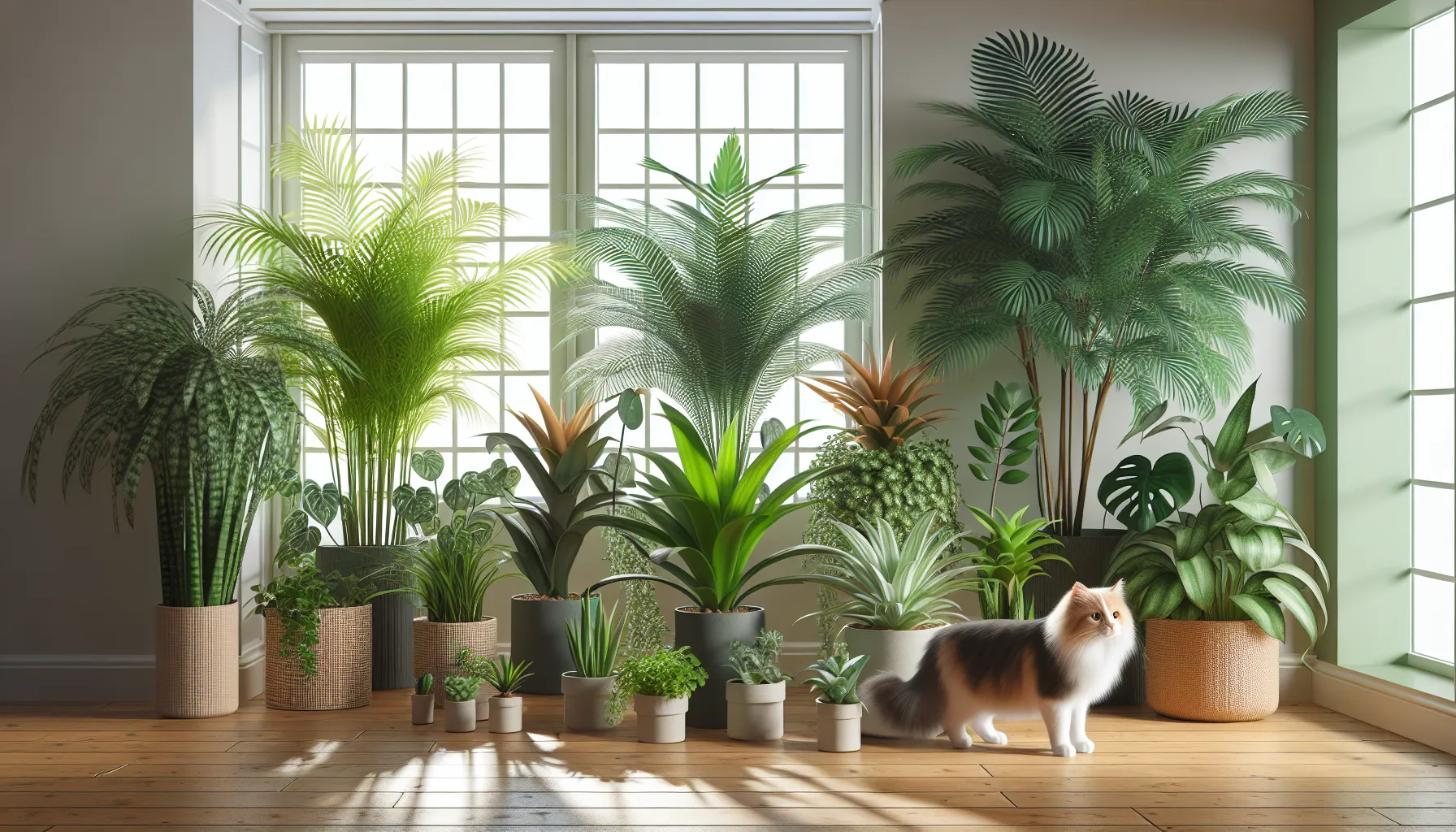Foto de diversas plantas seguras para gatos en interior
