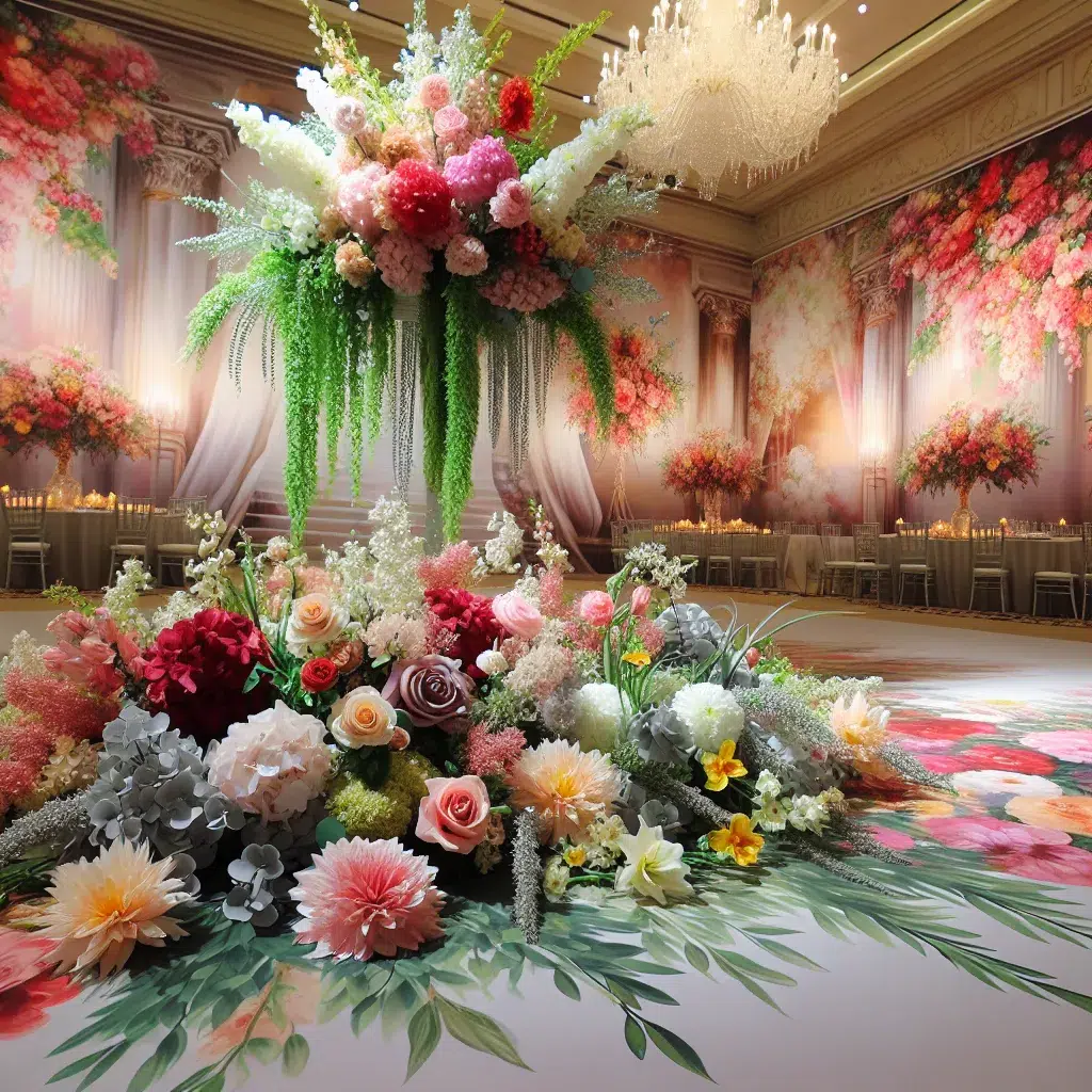 Hermosa decoración floral en una boda elegante.