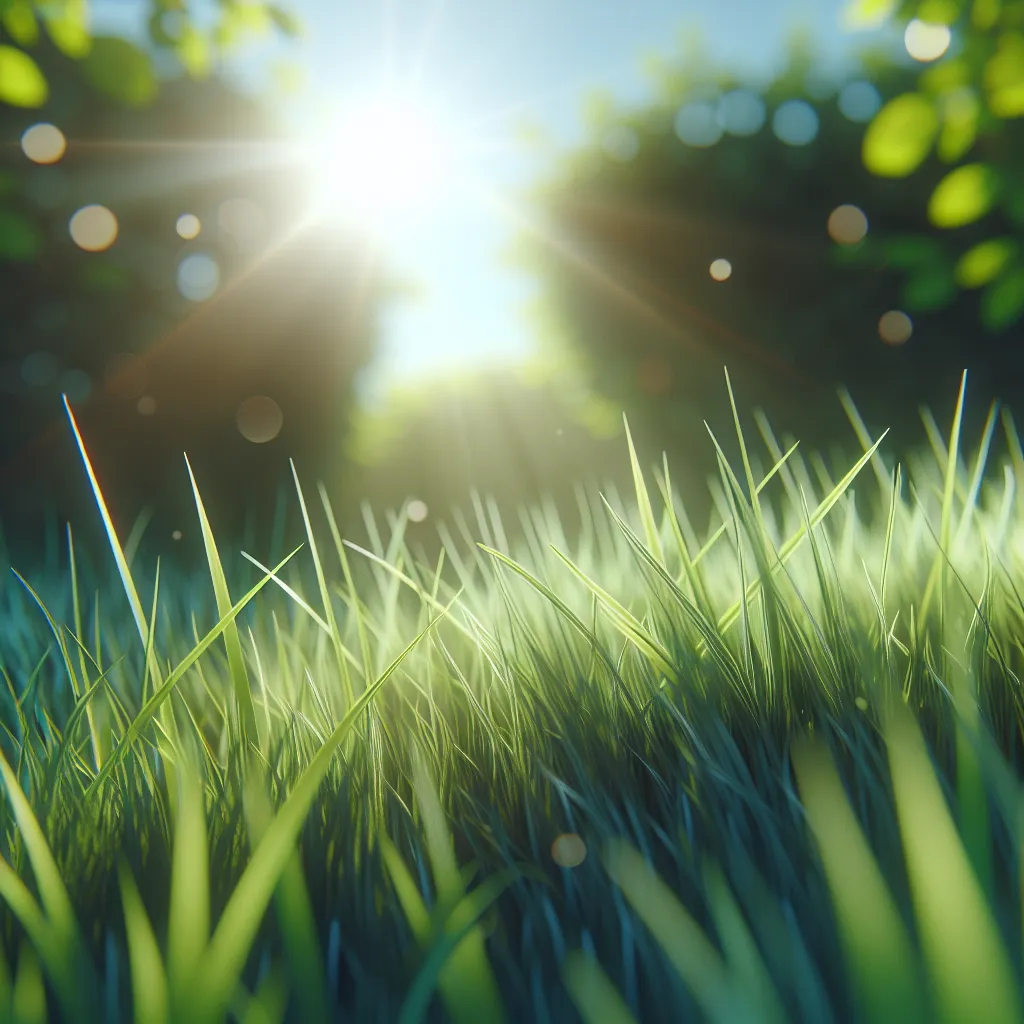 Imagen de césped verde y saludable bajo el sol de verano, representando la prevención y tratamiento de enfermedades en el césped durante esta temporada.