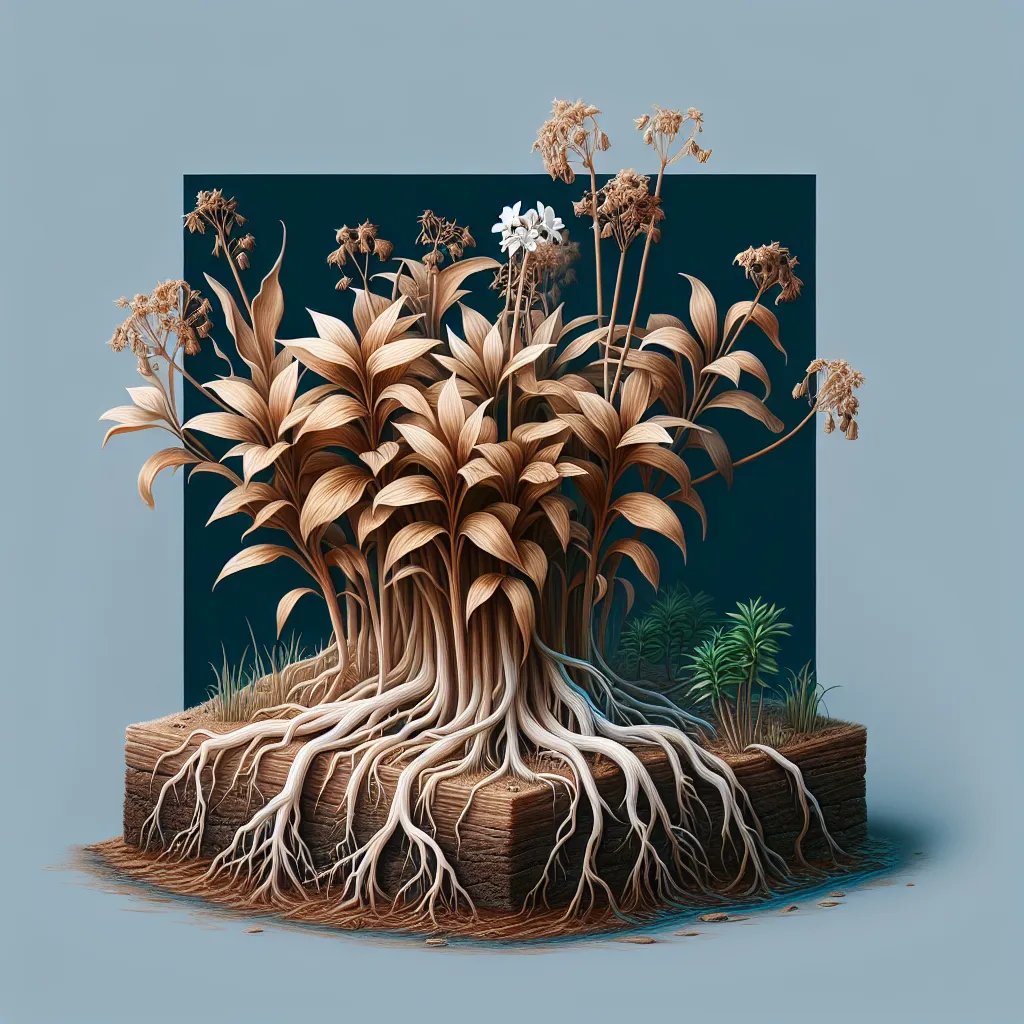 Imagen de plantas encharcadas con raíces descoloridas y marchitas, representando la problemática del exceso de riego y la necesidad de detectar signos de ahogo en las plantas.