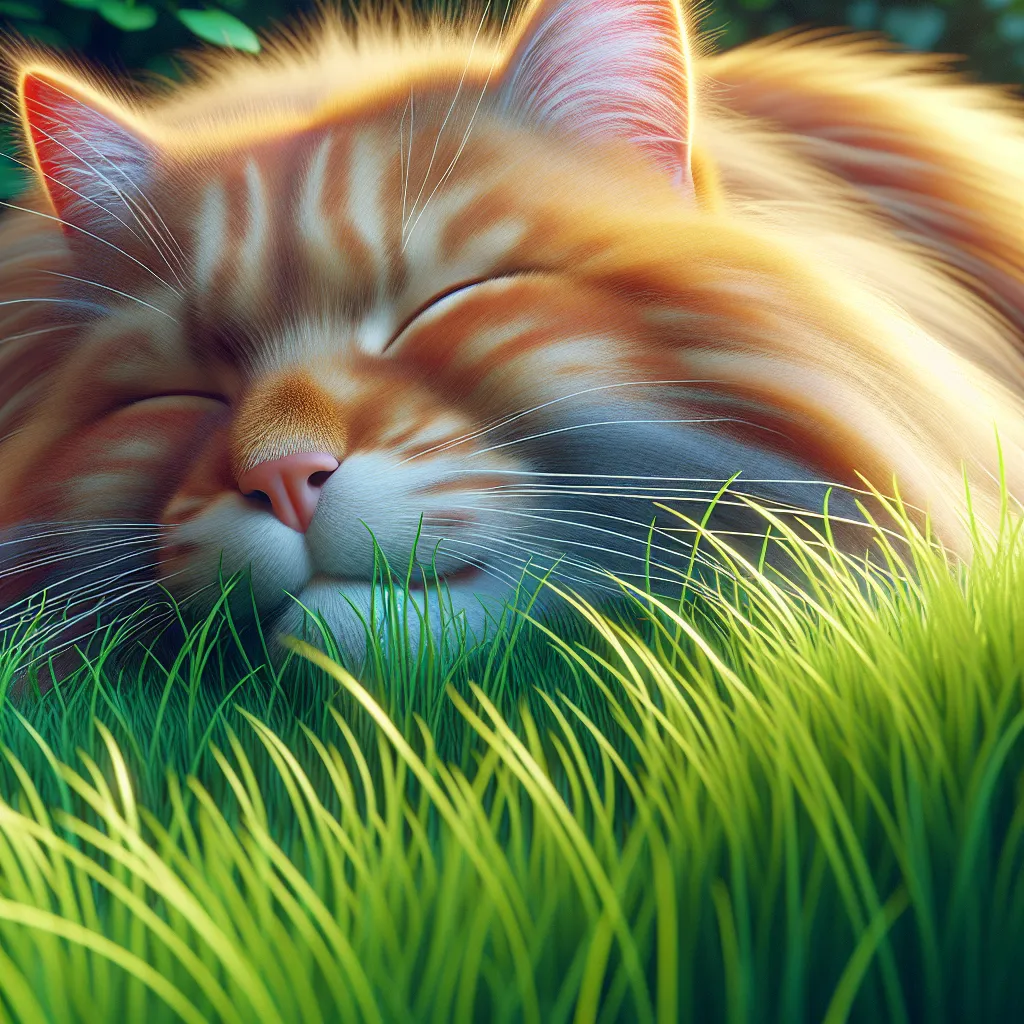 Imagen de un gato disfrutando de la hierba esencial, vital para su bienestar y salud.