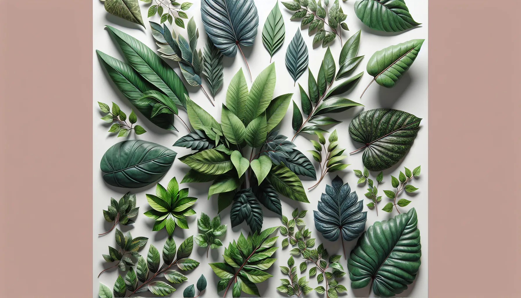 Foto principal de plantas de hojas decorativas en diferentes tonos y tamaños, ideal para agregar un toque de naturaleza a tu hogar.