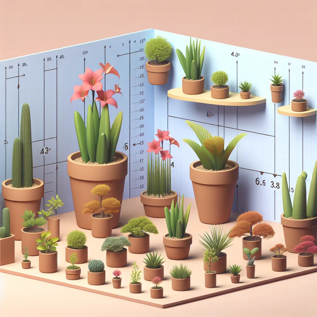Imagen con diferentes tamaños de macetas y plantas, mostrando cómo elegir la medida adecuada para tus plantas.