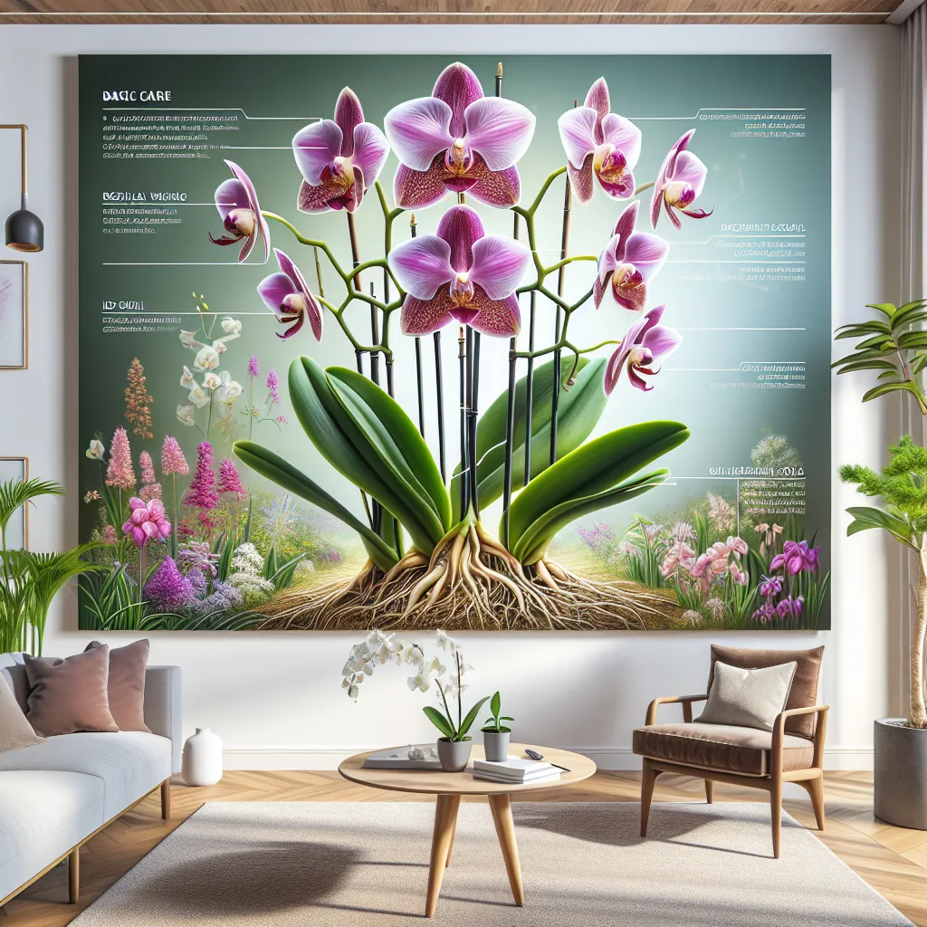 Imagen hermosa de una miltonia floreciente en un hogar, destacando los cuidados básicos necesarios para mantenerla saludable y vibrante en todo momento.