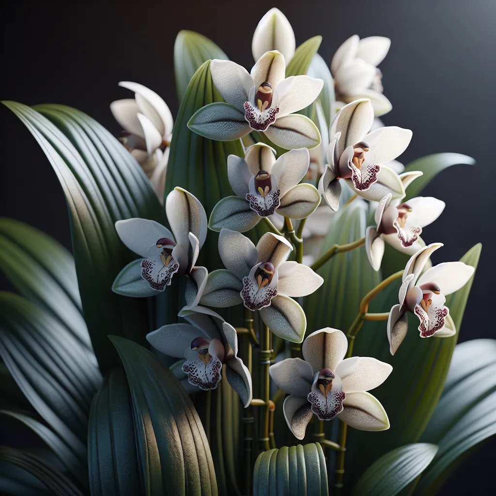 Imagen de una Orquídea Joya Ludisia Discolor en un entorno cuidado y saludable, mostrando su exuberante follaje y elegantes flores.