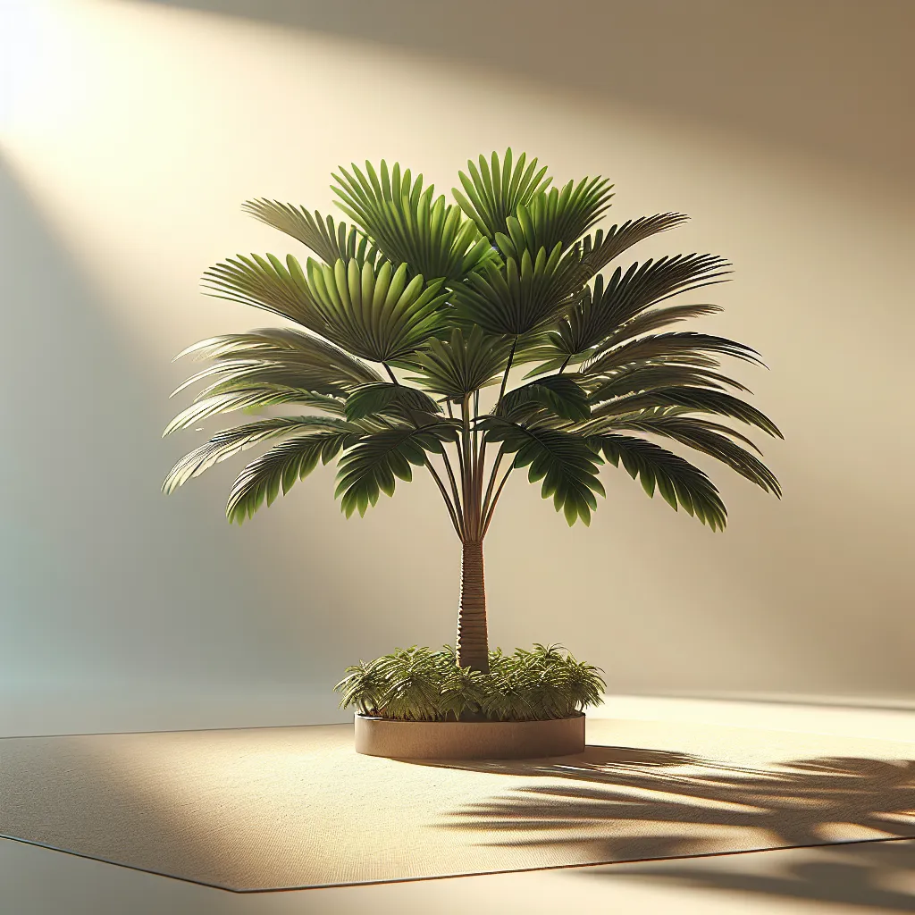Imagen de una palma de Madagascar (Pachypodium Lamerei) en un ambiente soleado y bien cuidado.