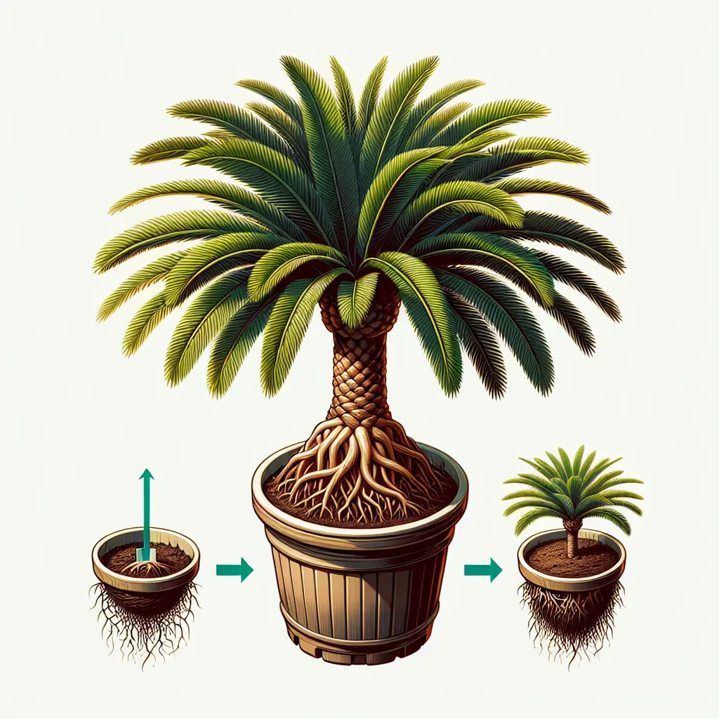 Imagen de una palmera con raíces saludables en una maceta, ilustrando los pasos para cultivar palmeras en macetas en casa con éxito.