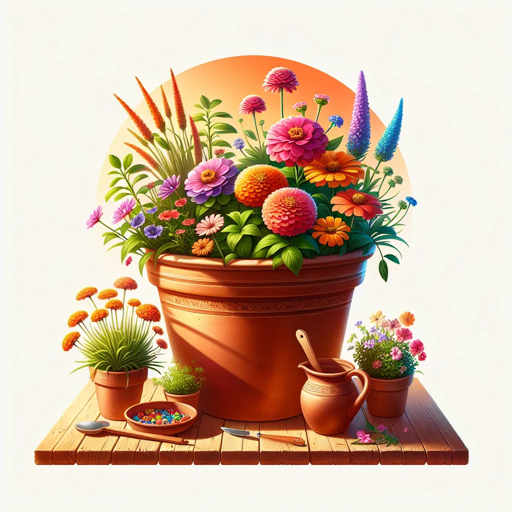 Imagen de maceta con flores coloridas para ilustrar el artículo sobre cómo sembrar y cuidar flores en maceta en España.