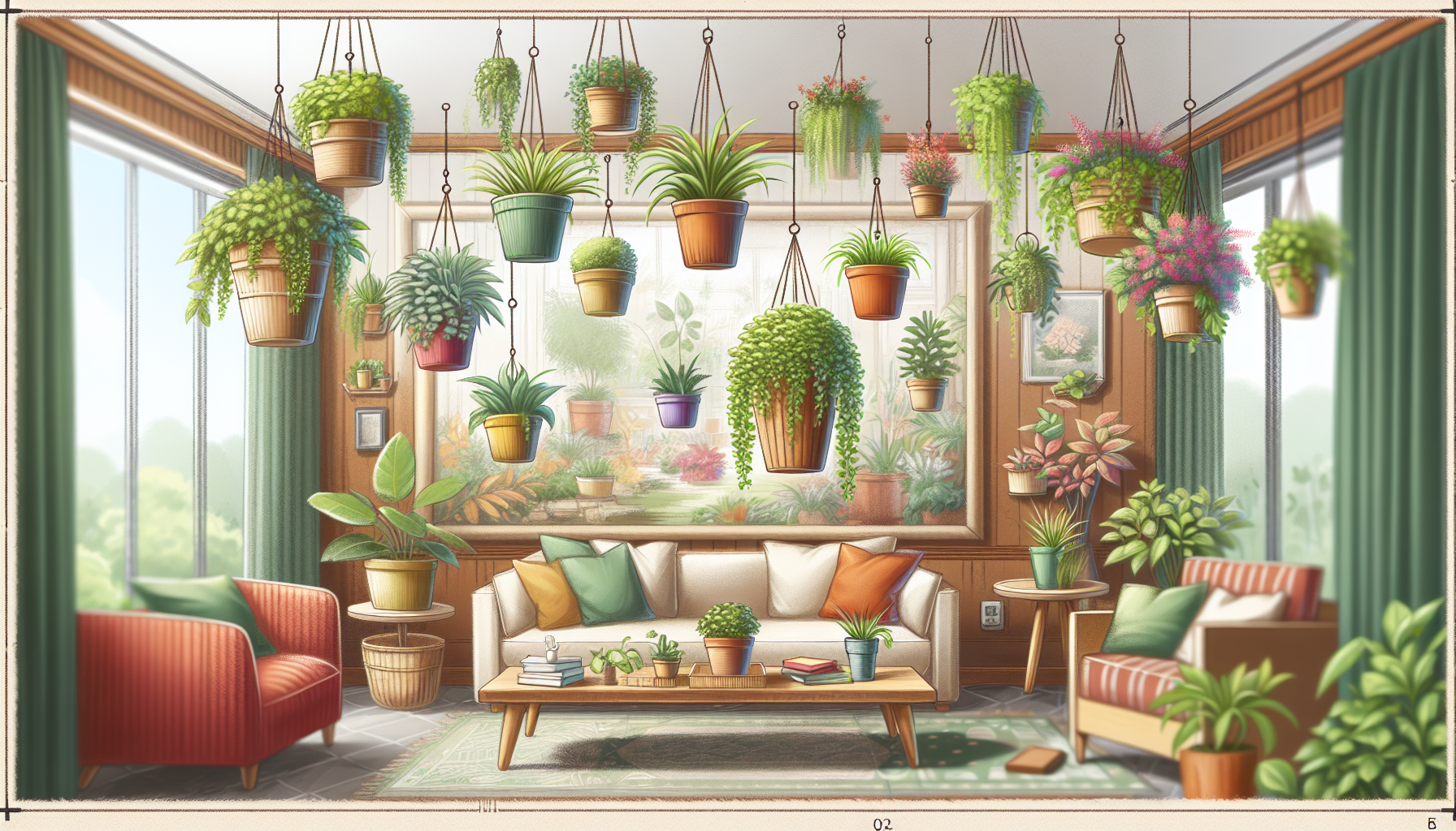 Macetas colgantes con plantas vibrantes para añadir vida y color a tu hogar.