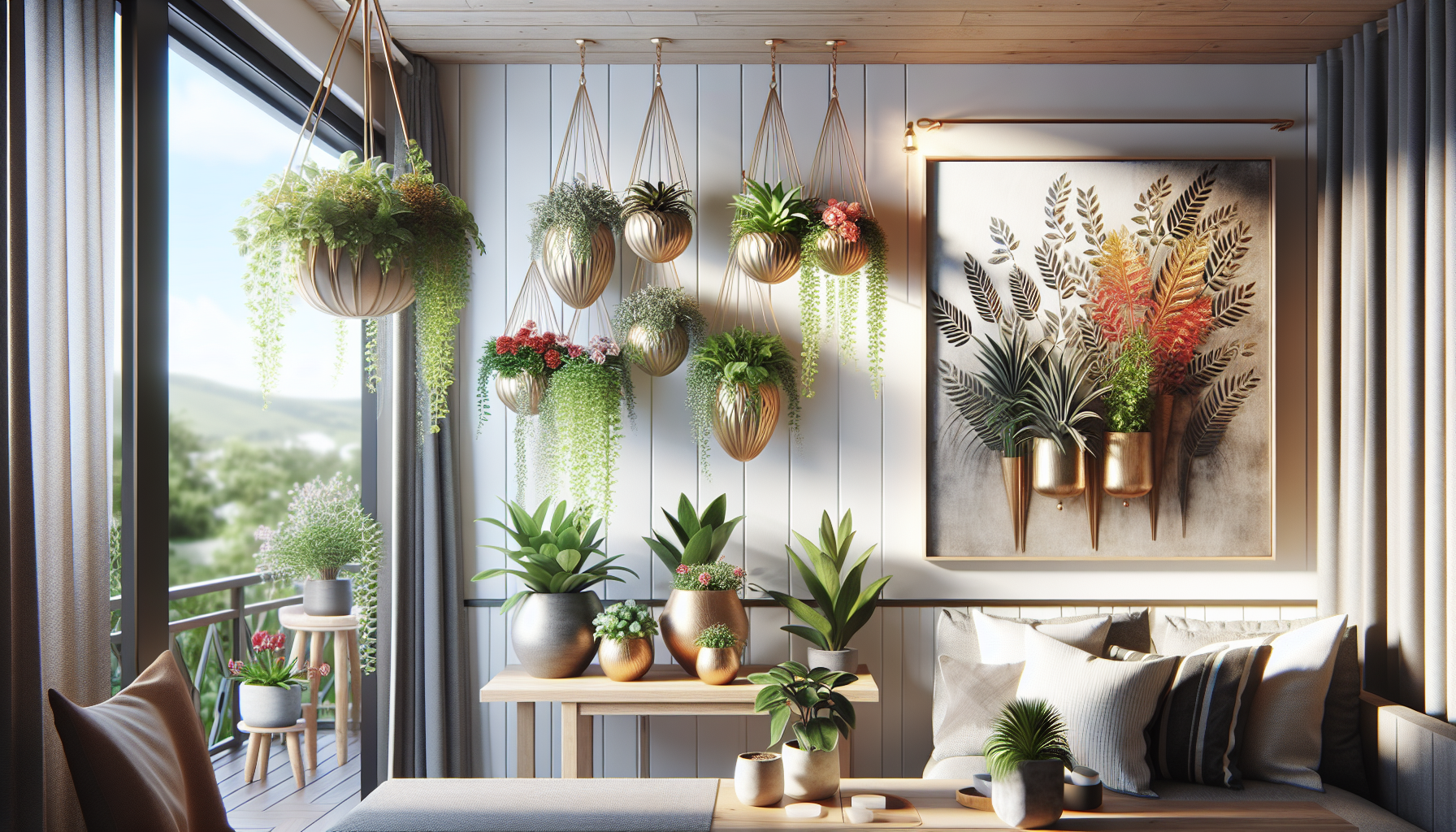 Macetas colgantes con plantas ornamentales para embellecer tu espacio