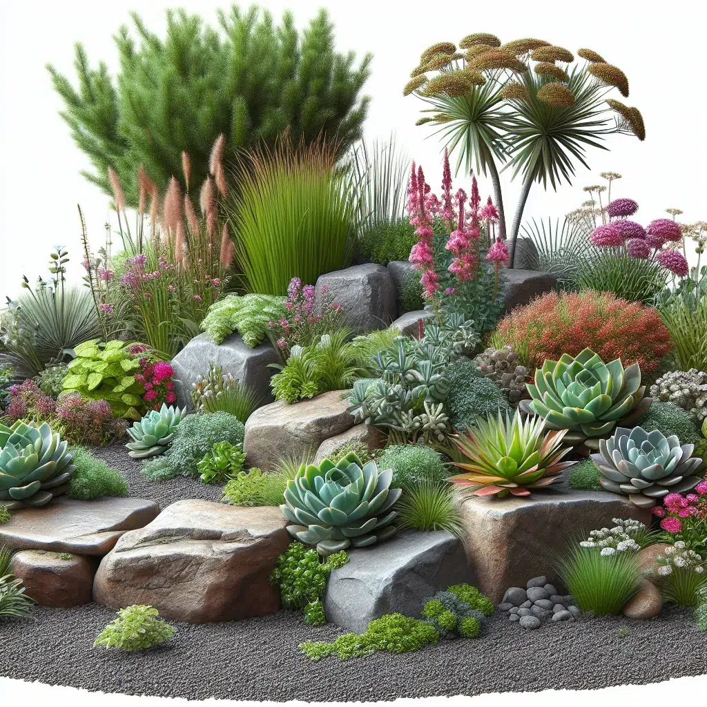 Variedad de plantas ideales para embellecer una rocalla en tu jardín