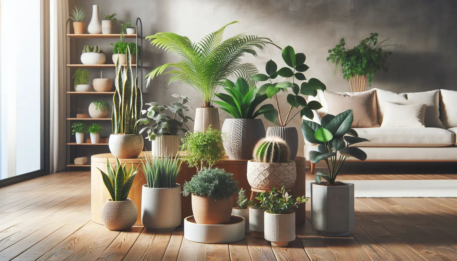 Imagen de una variedad de plantas de interior perfectas para decorar espacios reducidos en un hogar.