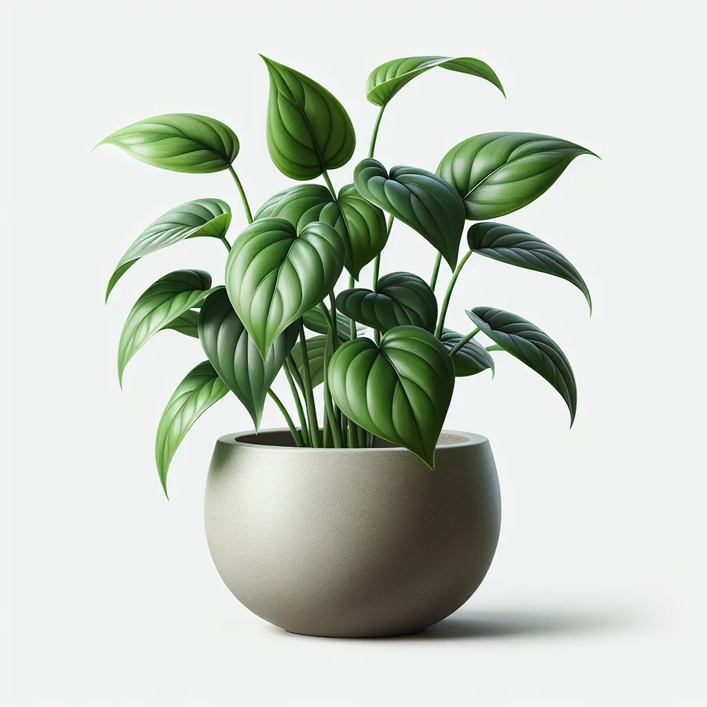 Imagen de un Pothos saludable en un elegante macetero, resaltando la belleza verde y exuberante de esta planta de interior fácil de cuidar.