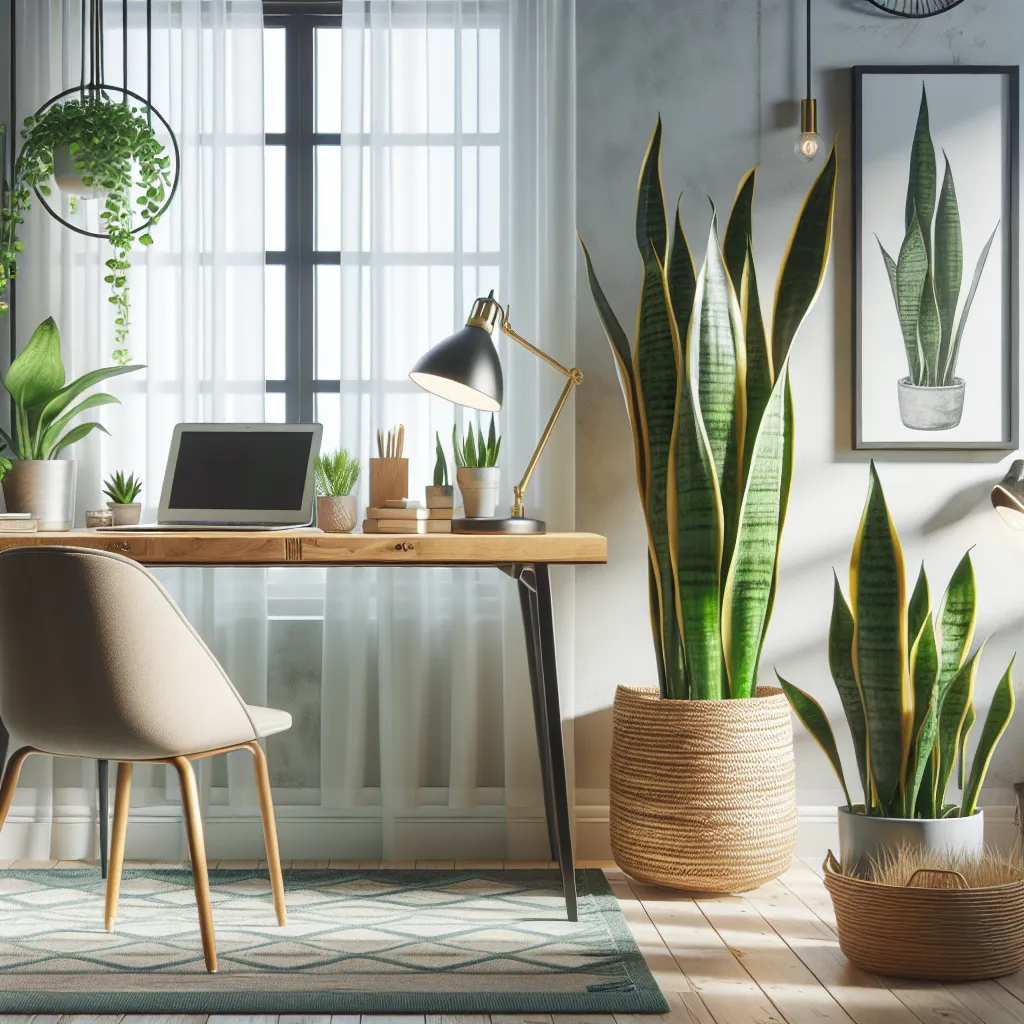 Imagen de una Sansevieria saludable y vibrante en un hogar bien iluminado, ejemplificando cómo cuidar esta planta en casa de manera óptima.