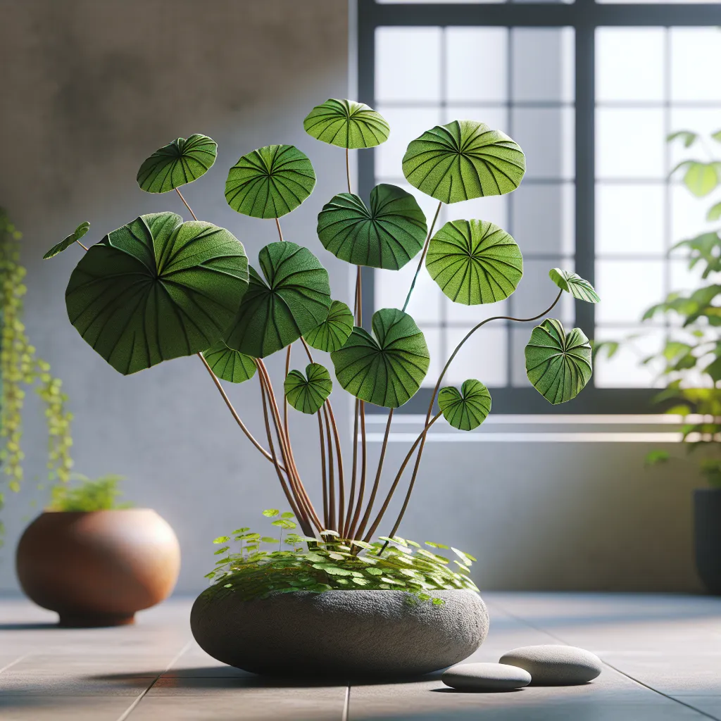 Imagen de una Stephania Erecta saludable en un entorno interior, con hojas verdes brillantes y ramificaciones elegantes.