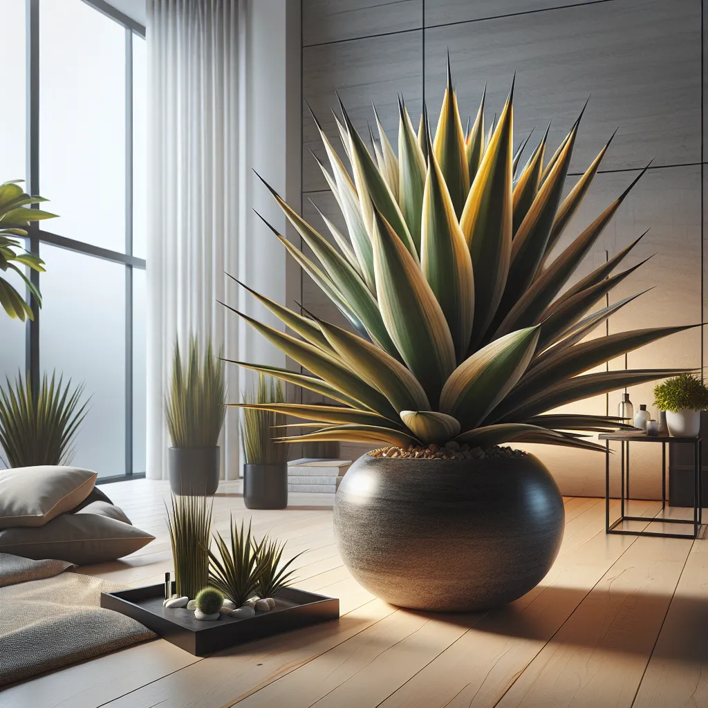 Imagen de una yucca jewel saludable y vigorosa en un entorno interior y exterior, mostrando la belleza y el cuidado adecuado de esta planta.