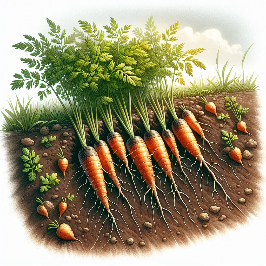 Imagen ilustrativa de zanahorias recién sembradas en un huerto, mostrando el proceso de siembra de zanahorias con éxito.
